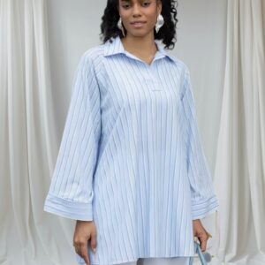 Gestreepte blouse blauw
